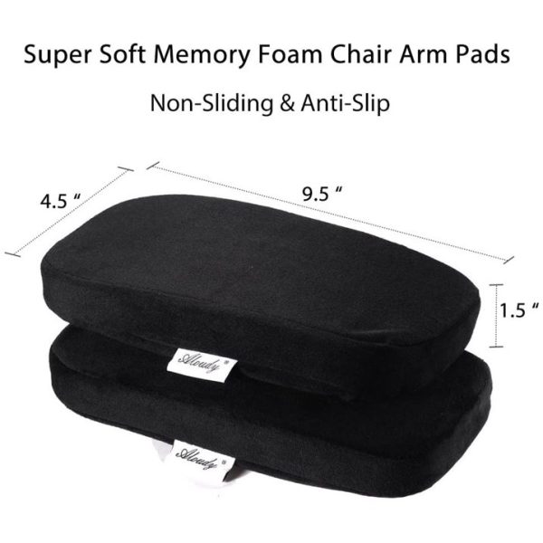 Ergonomic Memory Foam Office Chair Armrest Pads, Comfy Gaming Chair Arm Rest Covers for Elbows and Forearms Pressure Relief(Set of 2), Stretch Fit, Black - Image 4