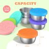 6 Pack Salad Dressing Container To Go, 1.7 Oz/50ml Stainless Steel Small Condiment Containers with Lids, Reusable & Leakproof Silicone Sauce Cups for Lunch Box (B/G/P/PK/O/MG) - Image 2