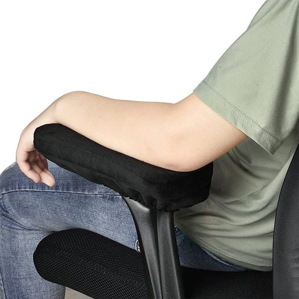 Ergonomic Memory Foam Office Chair Armrest Pads, Comfy Gaming Chair Arm Rest Covers for Elbows and Forearms Pressure Relief(Set of 2), Stretch Fit, Black - Image 3