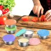 6 Pack Salad Dressing Container To Go, 1.7 Oz/50ml Stainless Steel Small Condiment Containers with Lids, Reusable & Leakproof Silicone Sauce Cups for Lunch Box (B/G/P/PK/O/MG) - Image 4
