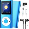 Portable MP3 Player with Bluetooth 5.0, Music Player with 32GB TF Card,HiFi Speaker,FM,Earphone,MP3 Music Player with Voice Recorder/Video/Photo Viewer/E-Book Player for Kids,Running,Walking(Blue)
