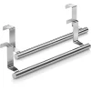 Stainless Steel Over Door Towel Rack Bar Holders for Universal Fit on Over Cabinet Cupboard Doors 2 Pack (Sliver)