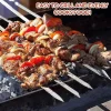 12 Pack Kabob Skewers Flat Metal BBQ Barbecue Skewers 16" Long, Hook Style, Stainless Steel Shish Kebob Sticks, Wide Sharp Reusable Grilling, Skewers Set for Meat Shrimp Chicken Vegetable - Image 3