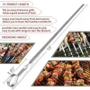 12 Pack Kabob Skewers Flat Metal BBQ Barbecue Skewers 16" Long, Hook Style, Stainless Steel Shish Kebob Sticks, Wide Sharp Reusable Grilling, Skewers Set for Meat Shrimp Chicken Vegetable - Image 4