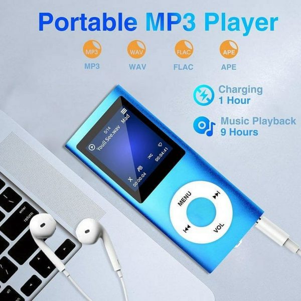 Portable MP3 Player with Bluetooth 5.0, Music Player with 32GB TF Card,HiFi Speaker,FM,Earphone,MP3 Music Player with Voice Recorder/Video/Photo Viewer/E-Book Player for Kids,Running,Walking(Blue) - Image 2